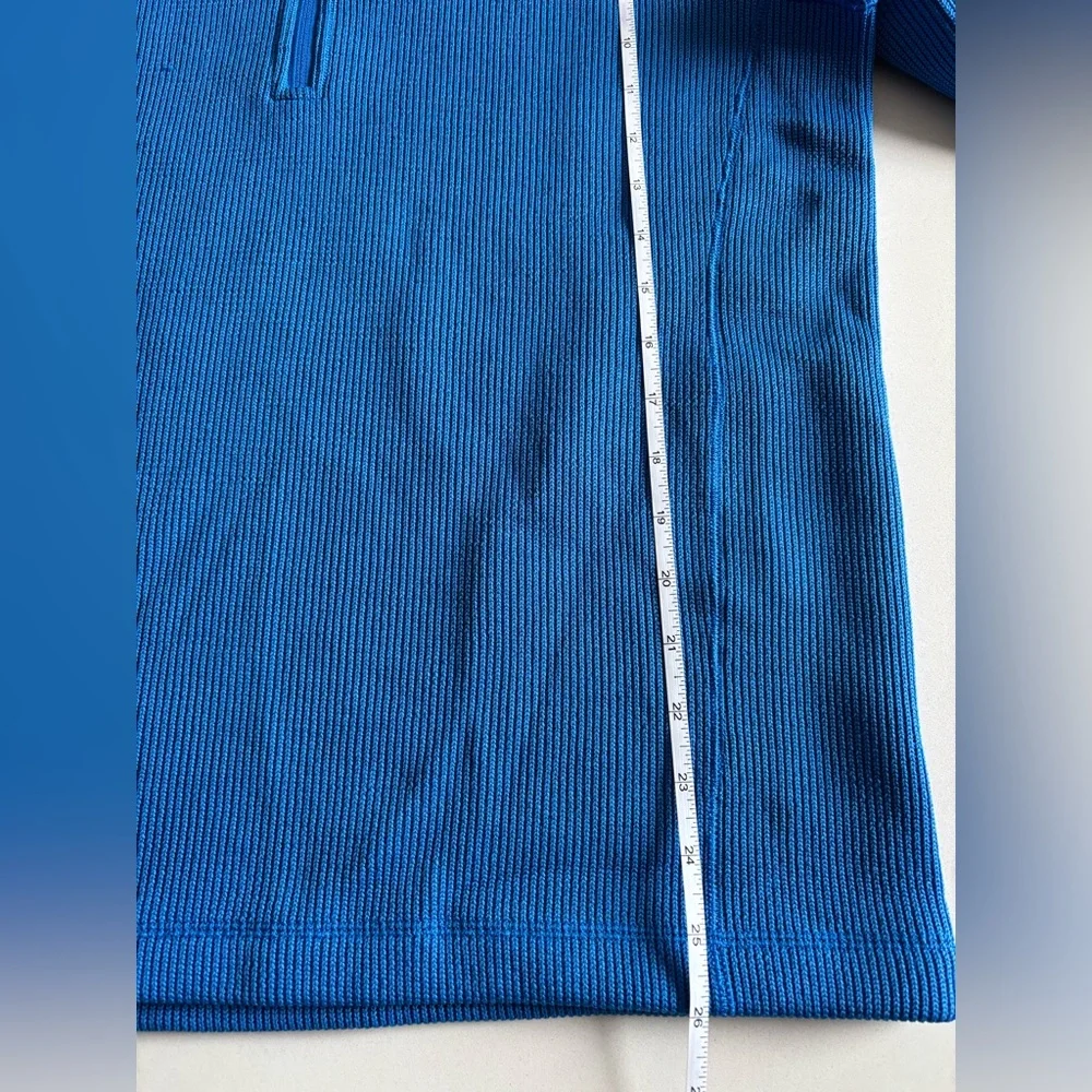 The North Face Blue Ribbed 1/2 Zip Fleece Lined Jacket Mens Small
